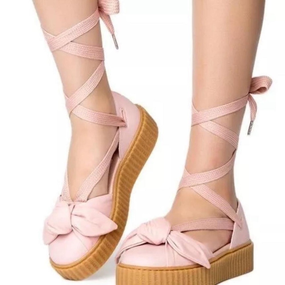 Fenty Puma Rihanna creeper pink platform bow tie sandal 9 women’s